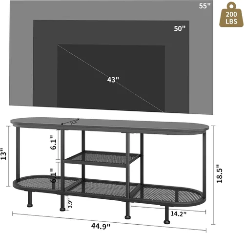 Miniatura 3 de Soporte de TV para centro de entretenimiento - Mesa de TV para sala de estar - Mesa consola de TV pequeña para dormitorio - Soporte de televisión