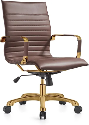Miniatura 37 de LeisureMod Harris - Silla de oficina ejecutiva ergonómica moderna, silla de escritorio de piel con respaldo alto con altura ajustable, control
