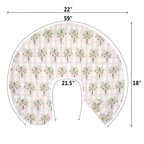 Miniatura 9 de Sweet Strawberry Baby Nursing Pillow Covers for Boy Girl Pastel Strawberries Floral Pink Bows Plaids Nursery Pillowcase for Breastfeeding Pillows