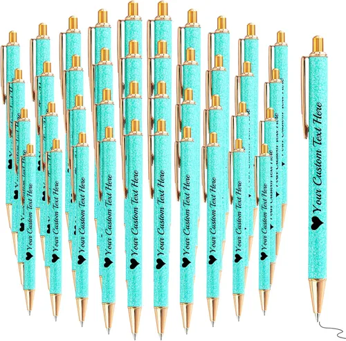 Miniatura 14 de Bolígrafos con purpurina personalizados con nombre, bolígrafos bonitos y bonitos personalizados, bolígrafos retráctiles de tinta negra, suministros