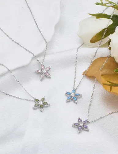 Miniatura 4 de ITS4YEO Collar de plata de ley 925 con dije de circonita y piedra natal, regalo de joyería para mujeres, esposa, niñas, regalo de San Valentín