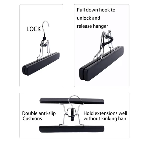 Miniatura 4 de Paquete de 2 soportes para extensiones de cabello, bolsa de almacenamiento de peluca con colgador, extensiones de cabello, paquetes de cola