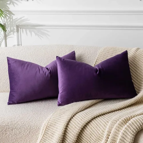 Miniatura 62 de Juspurbet - Juego de 2 fundas decorativas de terciopelo para cojines, fundas suaves para sofá, cama o sillón con cremallera oculta, para sala