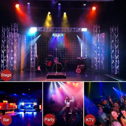 Miniatura 2 de MOSFiATA Paquete de 4 luces Par, RGB 36 luces LED de escenario activadas por sonido, control DMX, 7 modos de iluminación vertical con control