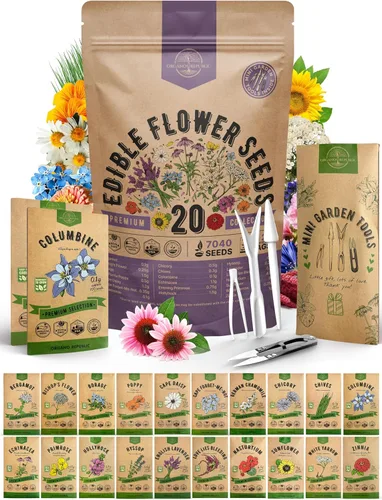 Miniatura 7 de Organo Republic - Paquete surtido de semillas de 15 flores comestibles para interior y exterior, más de 4800 flores de variedades autóctonas sin
