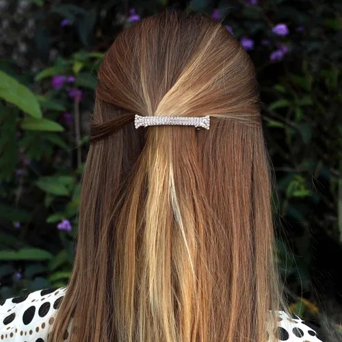 Miniatura 6 de Pinzas para el cabello con diamantes de imitación, 4 unidades, pinzas para el cabello de cristal brillante, color plateado, pequeñas pinzas