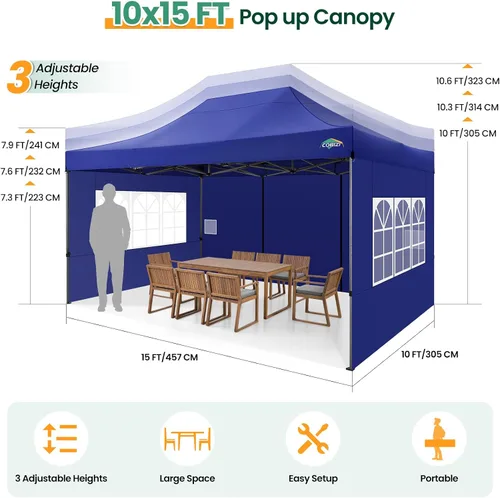 Miniatura 279 de COBIZI Tienda de campaña desplegable de 6.6 x 6.6 pies, toldo resistente, fácil de instalar, impermeable, para exteriores, fiestas, playa, jardín