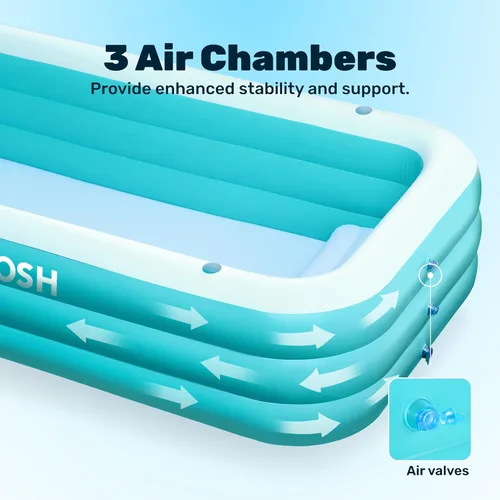 Miniatura 7 de SLOOSH Alberca inflable para adultos con asientos, de 120 pulgadas x 72 pulgadas x 22 pulgadas, piscina familiar resistente y gruesa por encima
