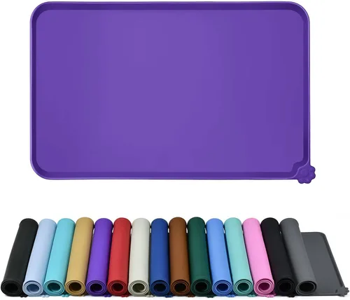 Miniatura 23 de Reopet Tapete de silicona para cuenco de perro y gato, antiadherente, para alimentos, impermeable, varios colores, tamaños y propósitos Gris