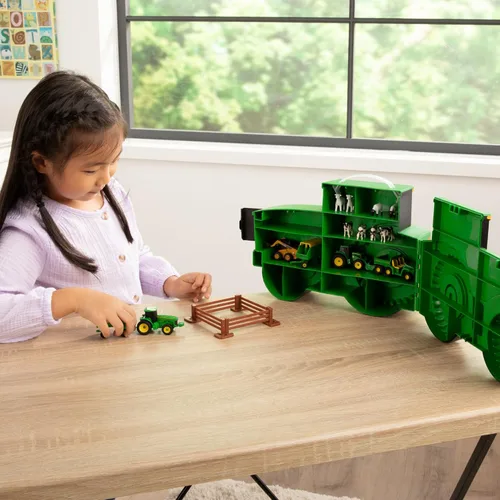 Miniatura 2 de TOMY John Deere Tractor Toys - Set de valor y estuche de transporte - Estuche de transporte portátil en forma de tractor con 10 compartimentos