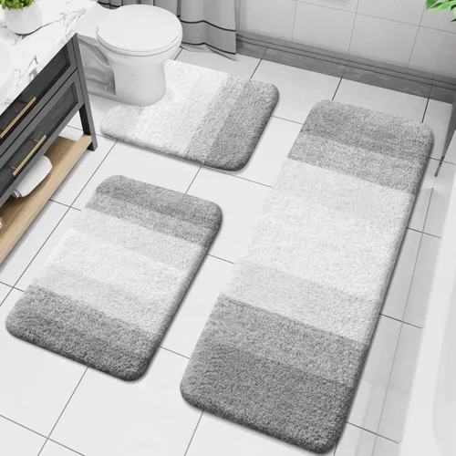 Miniatura 18 de Arotive - Juego de alfombras de baño de 3 piezas, alfombras de baño extra suaves y absorbentes, alfombrillas de baño lavables a máquina y que se