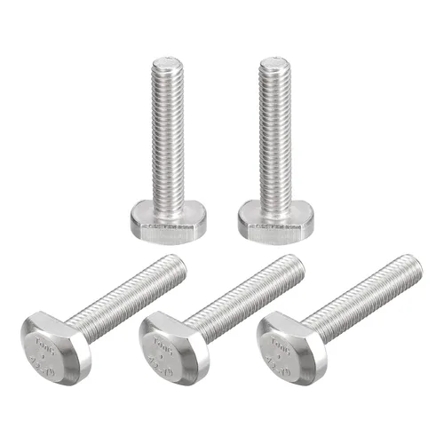 uxcell Pernos de ranura en T, 5 unidades M5x25mm Pernos deslizantes de caída en T de acero inoxidable 304 con forma de T para pista en T