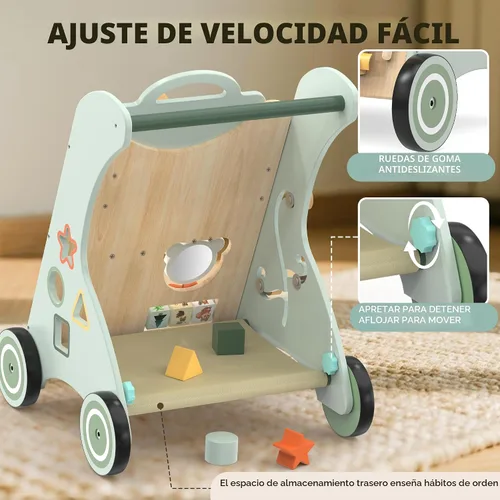 Miniatura 10 de WOODMAM Andador de madera para bebé, Andador de bebé ajustable para empujar para niños de 1 año, Andador Montessori 10 en 1 para niños y niñas