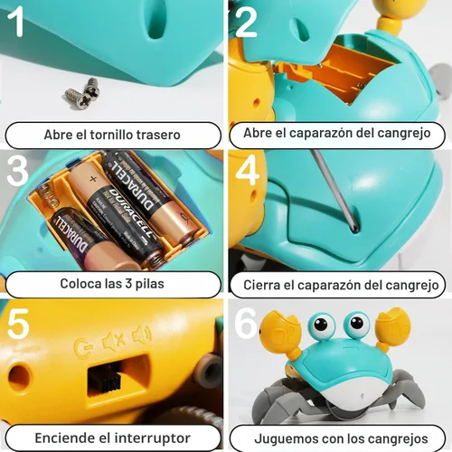 Miniatura 5 de Pbooo Juguete de Cangrejo que Gatea para Bebé, Juguete de Cangrejo Interactivo que Camina y Baila (Sensor Infrarrojo) 3-6 6-12 Meses, Juguete