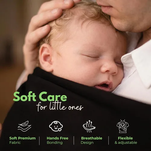 Miniatura 6 de ELDOMA Portabebés negro – Eslinga ligera y transpirable para bebé, con manos libres, portabebés de recién nacido a niño pequeño, (6.6-33.1 lbs)