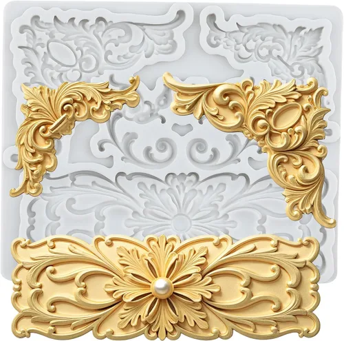 Miniatura 19 de Moldes de Fondant Barrocos Moldes de Silicona de Encaje de Flores Moldes de Relieve de Espirales y Volutas Para Decoración de Pasteles Decoración