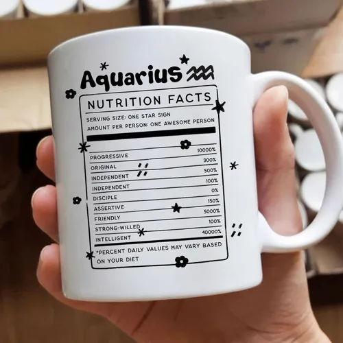 Miniatura 3 de Gossby Aquarius Nutrition Fact Taza de café – Regalo del signo del zodiaco para mujeres, cumpleaños, regalo de astrología de Navidad para mujeres
