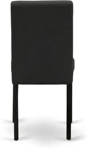 Miniatura 8 de East West Furniture ABP6T24 Abbott Parson - Sillas de comedor tapizadas de tela de lino de color negro, juego de 2, color negro cepillado