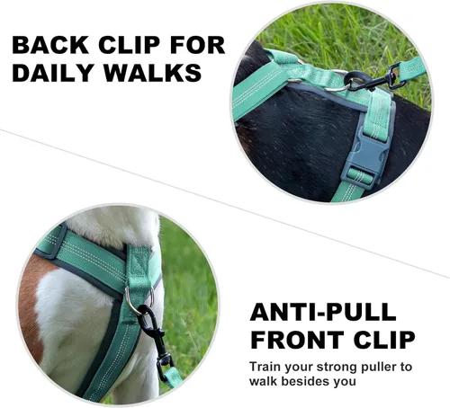 Miniatura 14 de Arnés para perro Plutus Pet sin tirón, arnés ajustable de nylon con acolchado suave, arnés para perro reflectante y resistente para perros pequeños