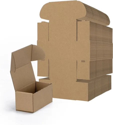RLAVBL - Juego de 100 cajas para envíos de 4.6 x 2.2 x 2.2 pulgadas, cajas pequeñas de cartón corrugado, color marrón, cajas para correo