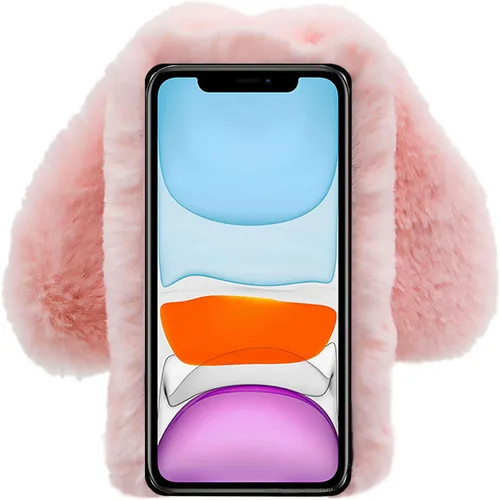 Miniatura 4 de Funda de orejas de conejo para Moto G Play 2023, funda con correa cruzada, mullida, esponjosa, linda, para mujeres y niños, funda protectora