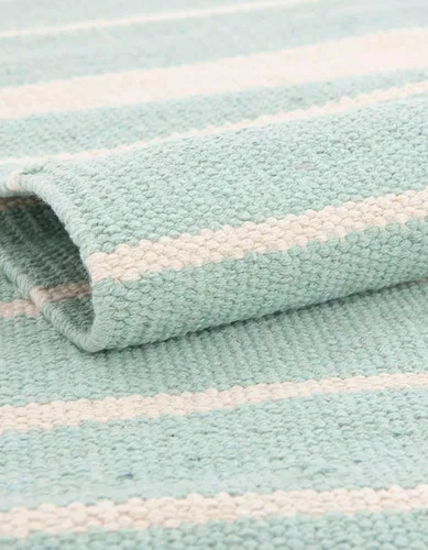 Miniatura 6 de Unique Loom Chindi Cotton Collection - Alfombra de área - Sophie (2 pies 2 pulgadas x 6 pies 1 pulgada, color aguamarina y blanco)