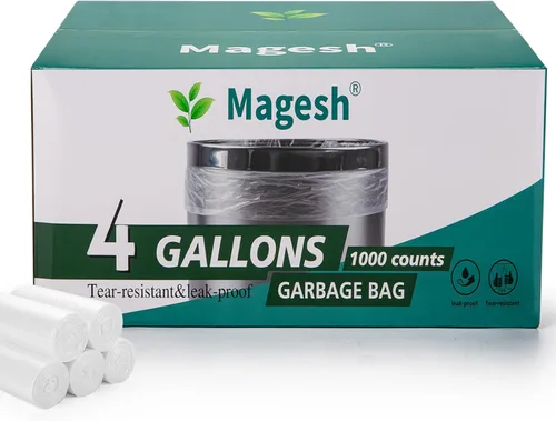 Miniatura 11 de Magesh Bolsa de basura de 4 galones fuerte, sin fugas, pequeñas bolsas de basura sin perfume gruesas para baño, oficina, cocina, bote de basura