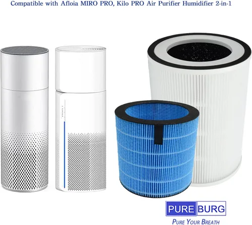 Miniatura 2 de PUREBURG Juego de filtros de repuesto compatible con Afloia MIRO PRO, purificador de aire humidificador 2 en 1 de KILO PRO, H13 HEPA con filtro
