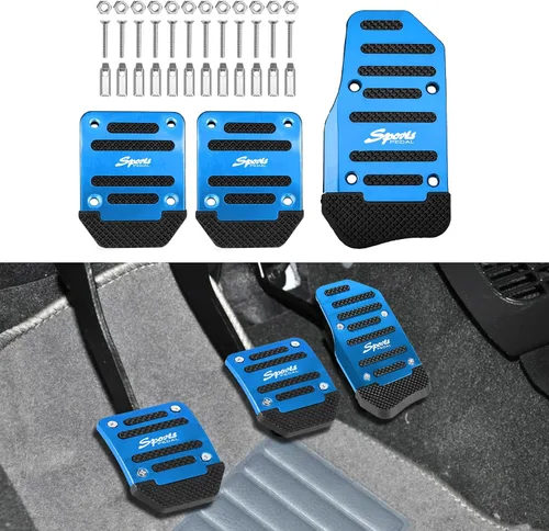 Zufoty 3 almohadillas antideslizantes de aleación de aluminio para coche, pedal de freno de automóvil, cubierta de almohadilla de pedal de