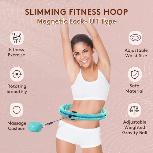 Miniatura 9 de Leann L!fe U1-30 Knots Waist 61”, Magnetic Lock Smart Weighted Hula Hoop for Adults Weight Loss, Infinity Hoop Plus Size, Children Adult Home