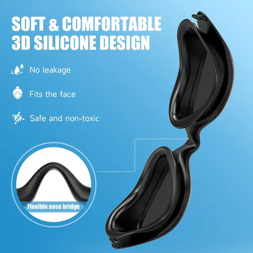 Miniatura 2 de VegoVia Gafas de natación para adultos para hombres y mujeres, gafas de natación para piscina, antiniebla/UV, gafas de natación con estuche