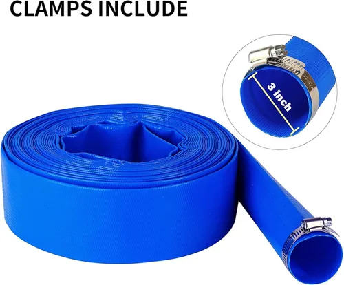 Miniatura 7 de DAVCO 3" x 100 pies Manguera de retrolavado para piscina, manguera de descarga de agua de PVC azul resistente de 3 pulgadas de diámetro y 5 pulgadas