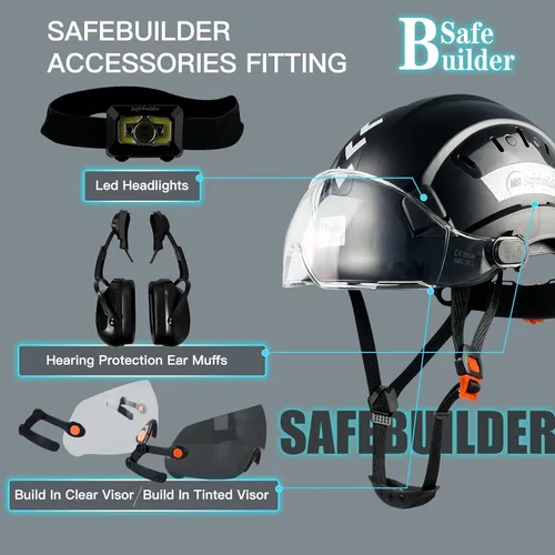 Miniatura 3 de Casco de Seguridad de Construcción con Visera Casco Duro ABS Cascos Duros de Ventilación Ajustable Protección de Cabeza de Trabajo Industrial
