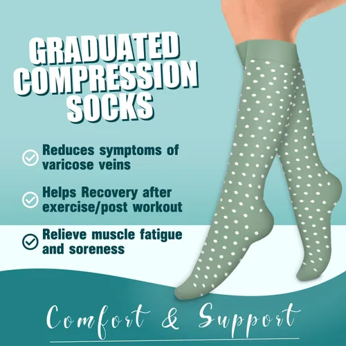 Miniatura 3 de Laite Hebe 4 pares de calcetines de compresión para mujeres y hombres, el mejor apoyo para enfermeras, correr, atletismo