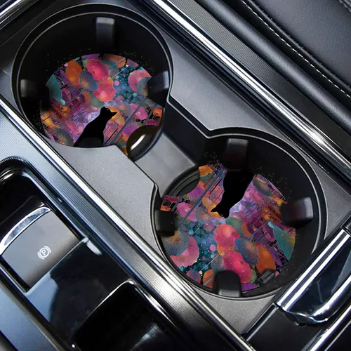 Miniatura 14 de WOCOCN Posavasos para automóvil, portavasos para automóvil, 2.75 pulgadas, antideslizantes y absorbentes, bonitos accesorios interiores para Negro