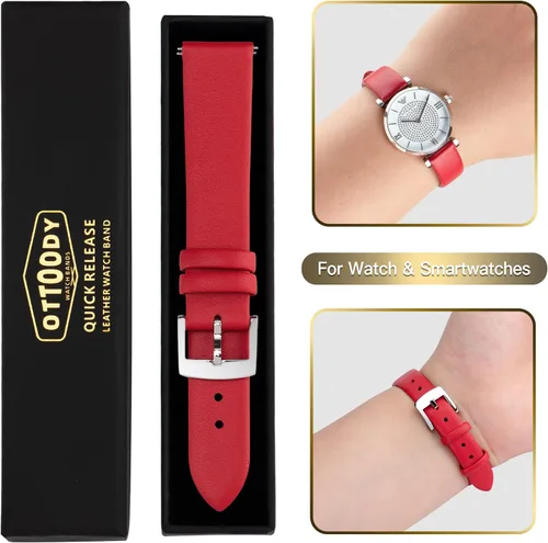 Miniatura 7 de Correas de reloj de cuero de liberación rápida, elegante y ultra suave, correa de reloj de cuero de grano superior para mujeres y hombres, elección