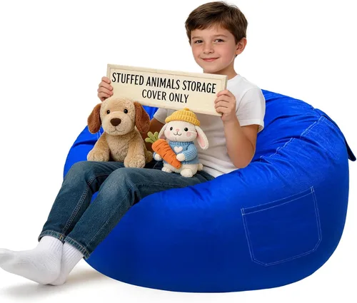Miniatura 59 de Lukeight - Puf de almacenamiento de animales de peluche para niños, funda para puf de dinosaurio con cremallera para organizar la habitación