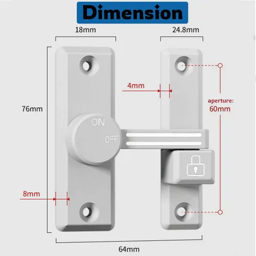Miniatura 2 de Cerradura con cierre abatible para seguridad en el hogar, LISHAN Flexibilidad, doble propósito, apertura izquierda/derecha de 90/180 grados, puertas