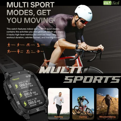 Miniatura 4 de Q&F Tech Reloj deportivo inteligente C50Pro para monitor de fitness y salud, incluyendo presión arterial y oxígeno/frecuencia