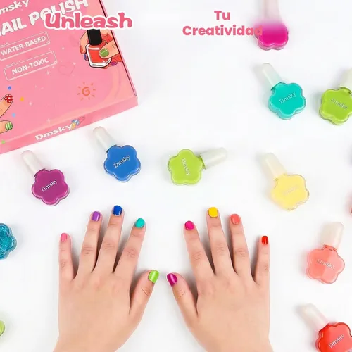 Miniatura 6 de Dmsky Juego de esmaltes de uñas para niños, 18 colores de esmalte de uñas pelable a base de agua de secado rápido para niños, kit de esmalte de uñas