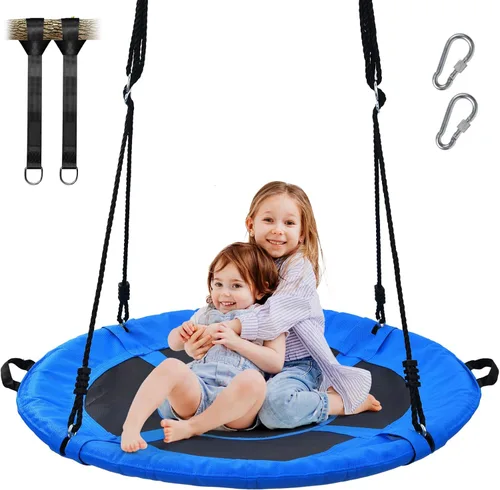 Trekassy Columpio de árbol de platillo de 700 libras de 40 pulgadas para niños y adultos, textileno al aire libre con 2 correas para colgar en el