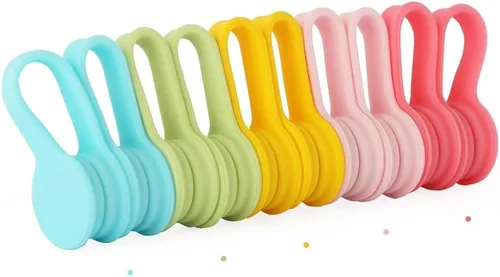 Miniatura 10 de Bridas magnéticas de silicona, bridas reutilizables para cables de carga USB, organizador de cables ligeros, imanes de refrigerador, almacenamiento