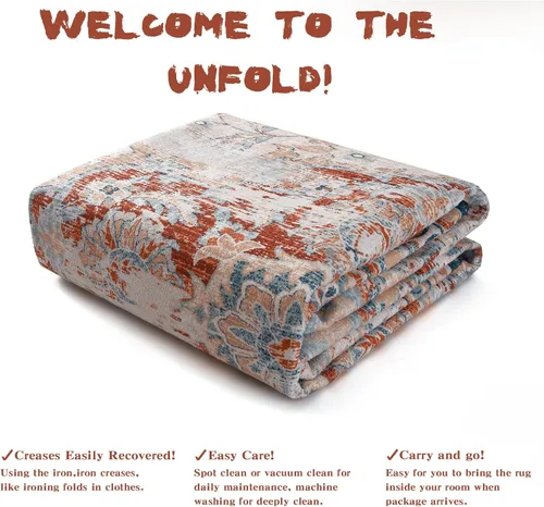 Miniatura 5 de Fashionwu Bodered Rug - Alfombra floral vintage de 8 x 10 pies, lavable a máquina, no desprende pelo, antideslizante, para oficina, patio, comedor