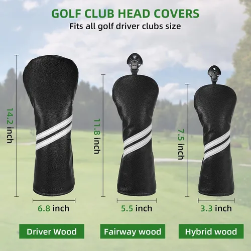 Miniatura 5 de Fundas para cabezas de palo de golf - Juego de 4 piezas o 1 pieza de accesorios de golf, fundas para palos de golf para maderas y conductores