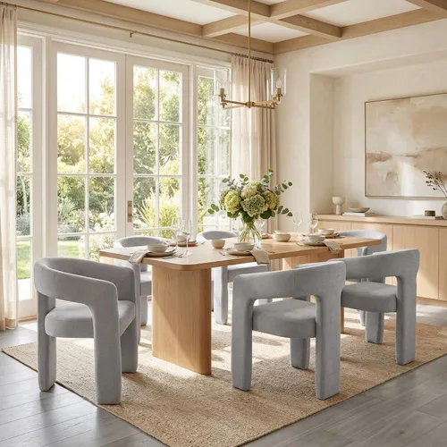 Miniatura 11 de HNY Silla moderna de cocina y comedor de estilo barril, silla de acento tapizada en cuero sintético PU con brazo, silla de lado de 47 cm de ancho