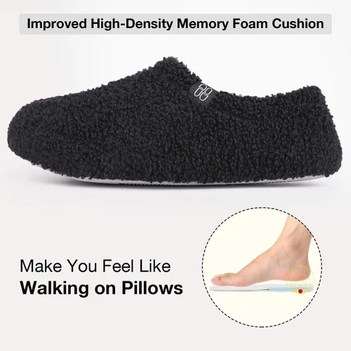 Miniatura 4 de HomeTop Mocasines de espuma viscoelástica de piel rizada y mullida con forro polar