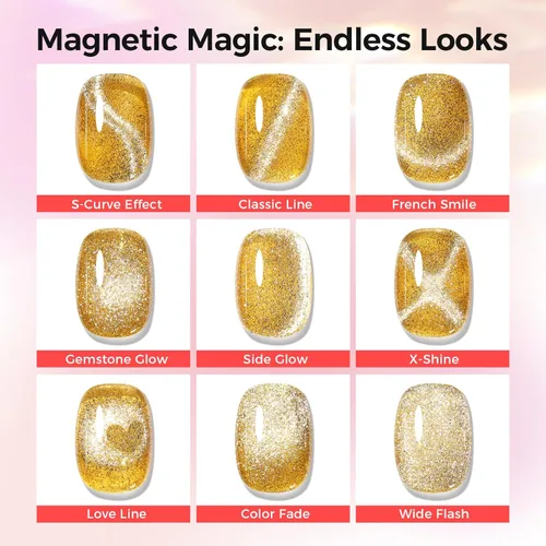 Miniatura 4 de 5-en-1 Esmalte de uñas de gel ojo de gato 15ml Fórmula todo en uno, sin necesidad de capa base/selladora, esmalte de uñas magnético fácil para Ámbar