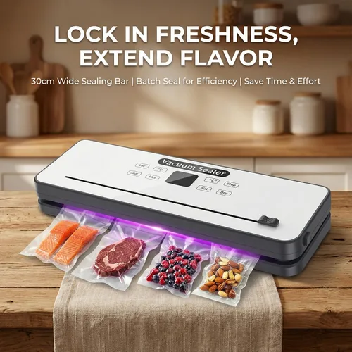 Miniatura 4 de Máquina selladora al vacío Modos de alimentos secos y húmedos, 4 funciones preestablecidas, sello ajustable para frescura y video Sous (negro)