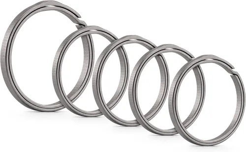 Miniatura 9 de KeyUnity Llavero para llavero, anillo dividido de titanio de 22/27/1.299 in, anillo de empuje lateral redondo plano para hombre y mujer