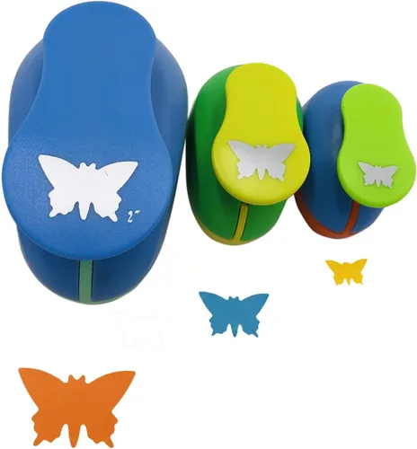 Miniatura 2 de Punchers de papel de 2 pulgadas, 1 pulgada y 5/8 pulgadas, 3 piezas, para álbumes de recortes, para manualidades (mariposa)